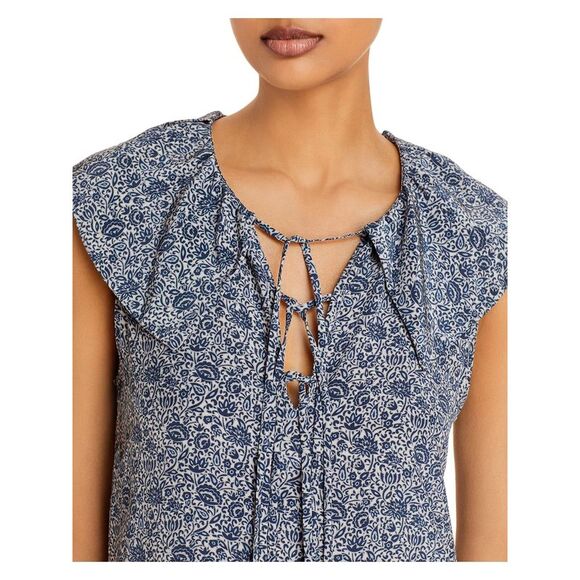 REBECCA TAYLOR Womens Blue Up  Lined Sleeveless Split Short Fit + Flare Dress XS - Picture 3 of 3